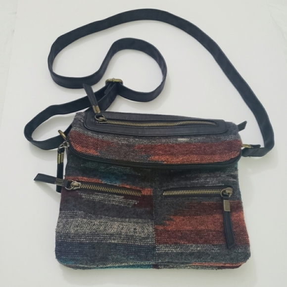 Casual Bag Fabric And Leather 13x13 Inch - Picture 1 of 8